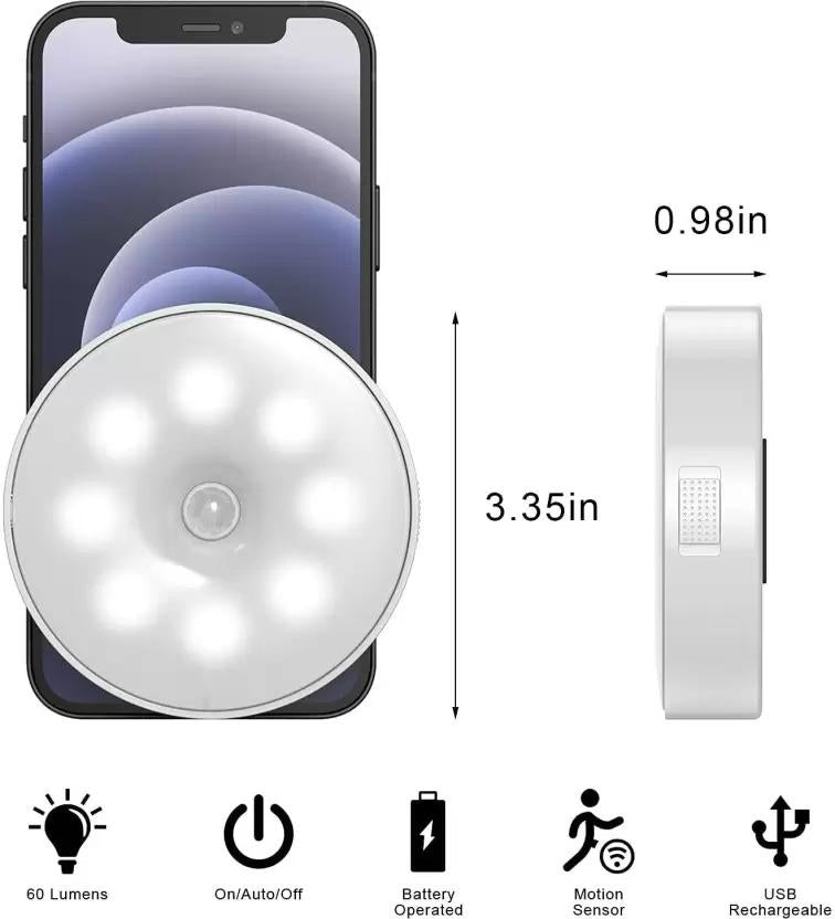 Motion Sensor Light for Home with USB Charging Wireless Self Adhesive LED Night Light (Pack Of 2)